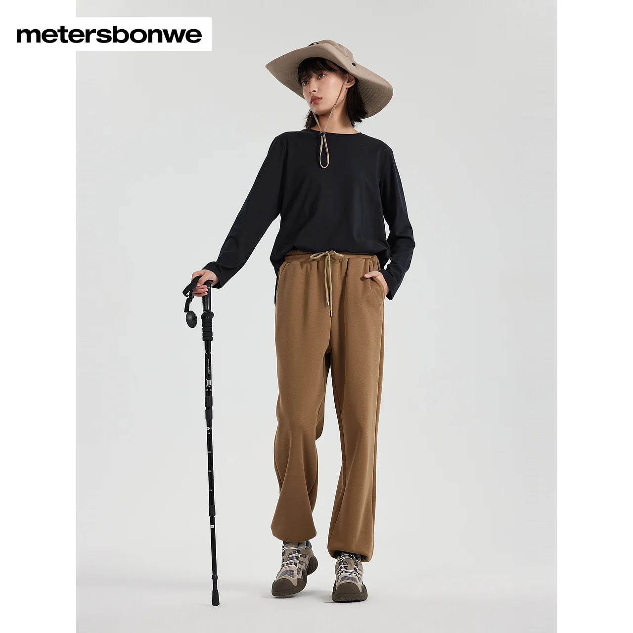 Metersbonwe-Pantalones de punto Jog para mujer Go With Everything, pantalones elásticos de cintura alta de Color sólido, pantalones de chándal sueltos informales para invierno