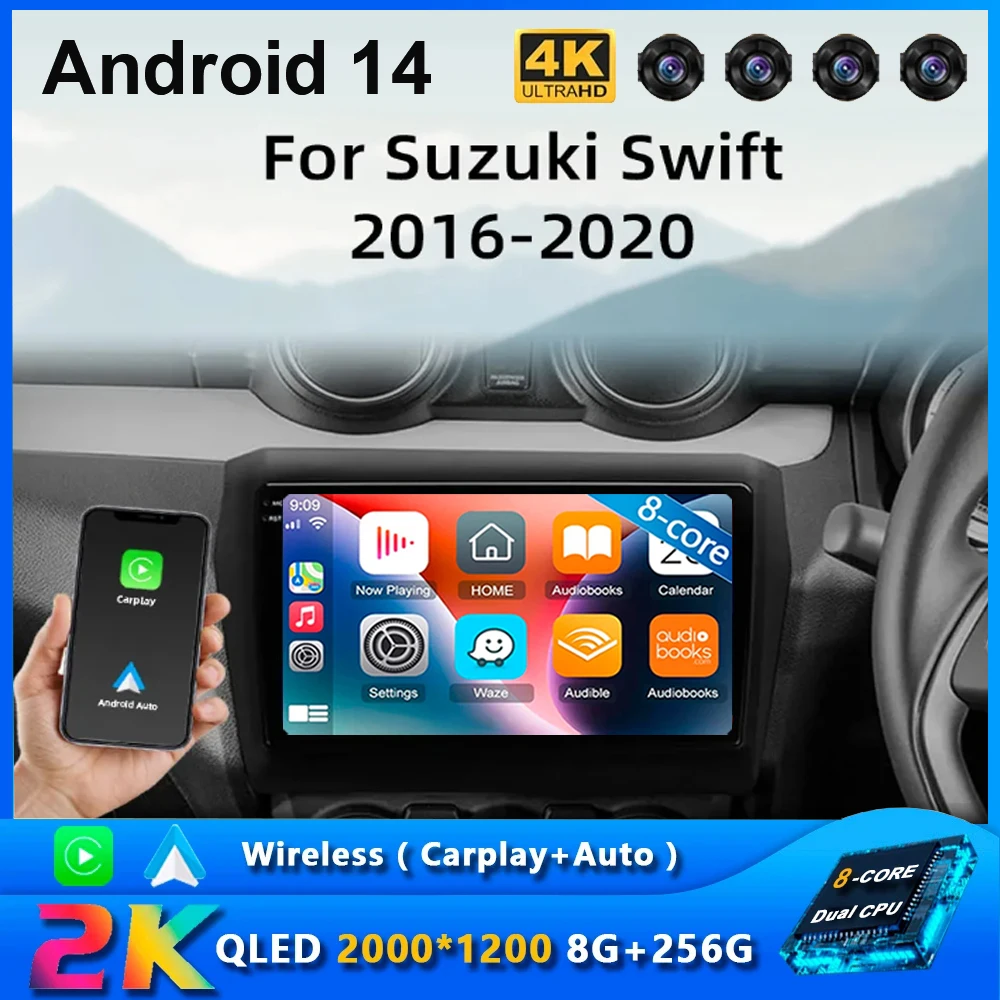 

Android 14 Car Radio For Suzuki Swift 2016 2017-2020 Wireless Carplay Multimedia Player Stereo GPS WIFI+4G Auto Video Head Unit