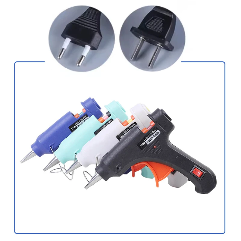 20W Mini Hot Melt Glue Gun EU Electric DIY Craft Industrial Household Repair Tool with Thermo Heat Temperature 7MM Glue Stick