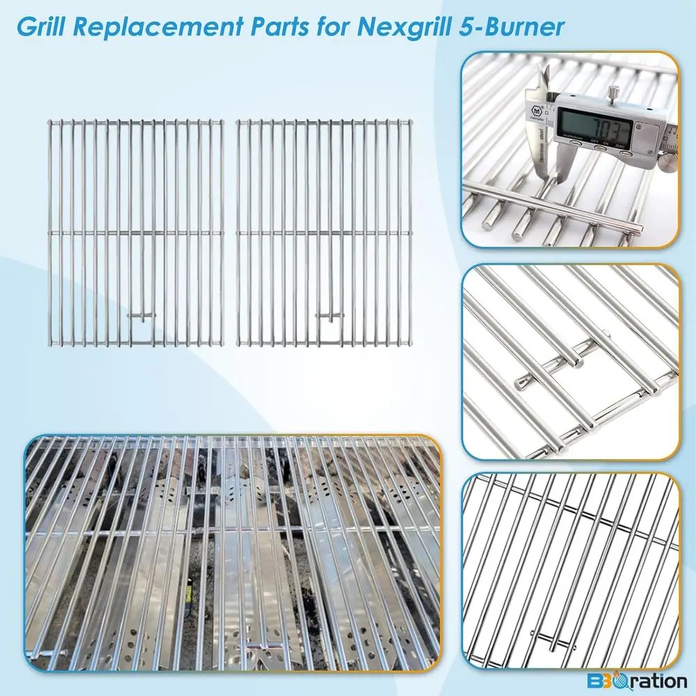 Nexgrill Kit de remplacement de gril à 4 brûleurs : boucliers thermiques et grilles de cuisson pour les modèles 720-0888S, 720-0888N, 720-0888, 720-0830H, 7