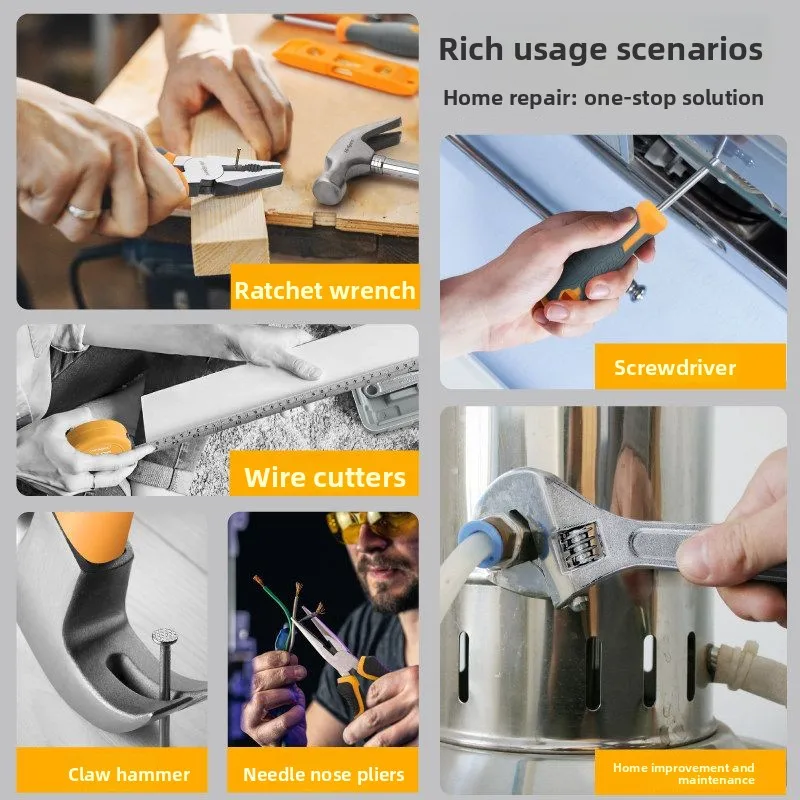 Household tool set, sturdy and durable hardware tool maintenance, multiple specifications to meet different needs, easy to carry