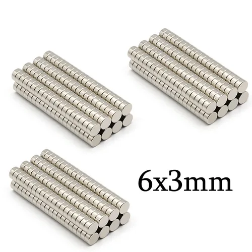 Imán de neodimio redondo súper fuerte de 6mm x 3mm, imanes potentes N35, pequeño imán magnético permanente para refrigerador NdfeB 6x3
