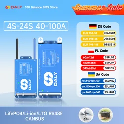 DALY 100 BMS inteligente 4S 8S 12S 13S 14S 16S 17S 20S 24S aplicación Bluetooth equilibrio UART CANBUS RS485 40A 60A 100A Lifepo4 Li-ion LTO