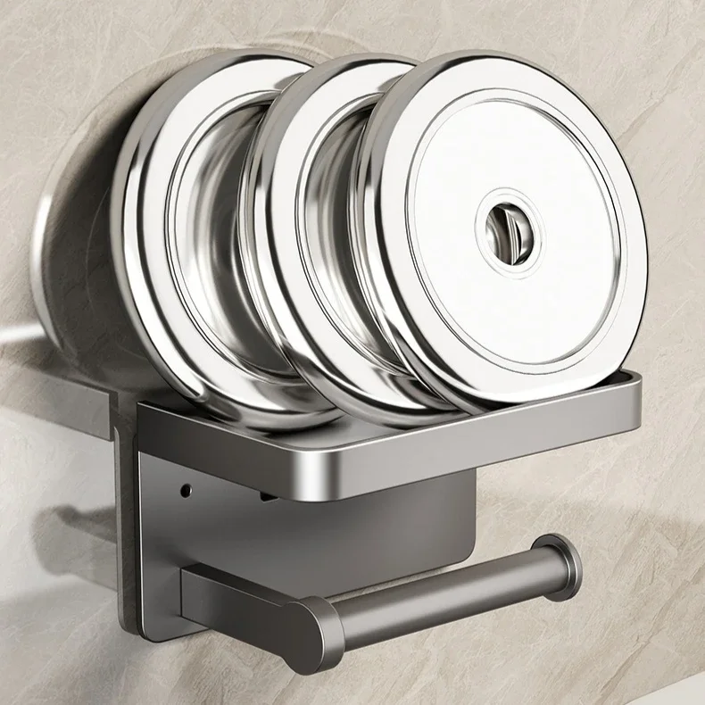 Suction Up Paper Rack Toilet Paper Holder No Drilling Bathroom Tissue Rack Household Wall-mounted Toilet Paper Box 1PC