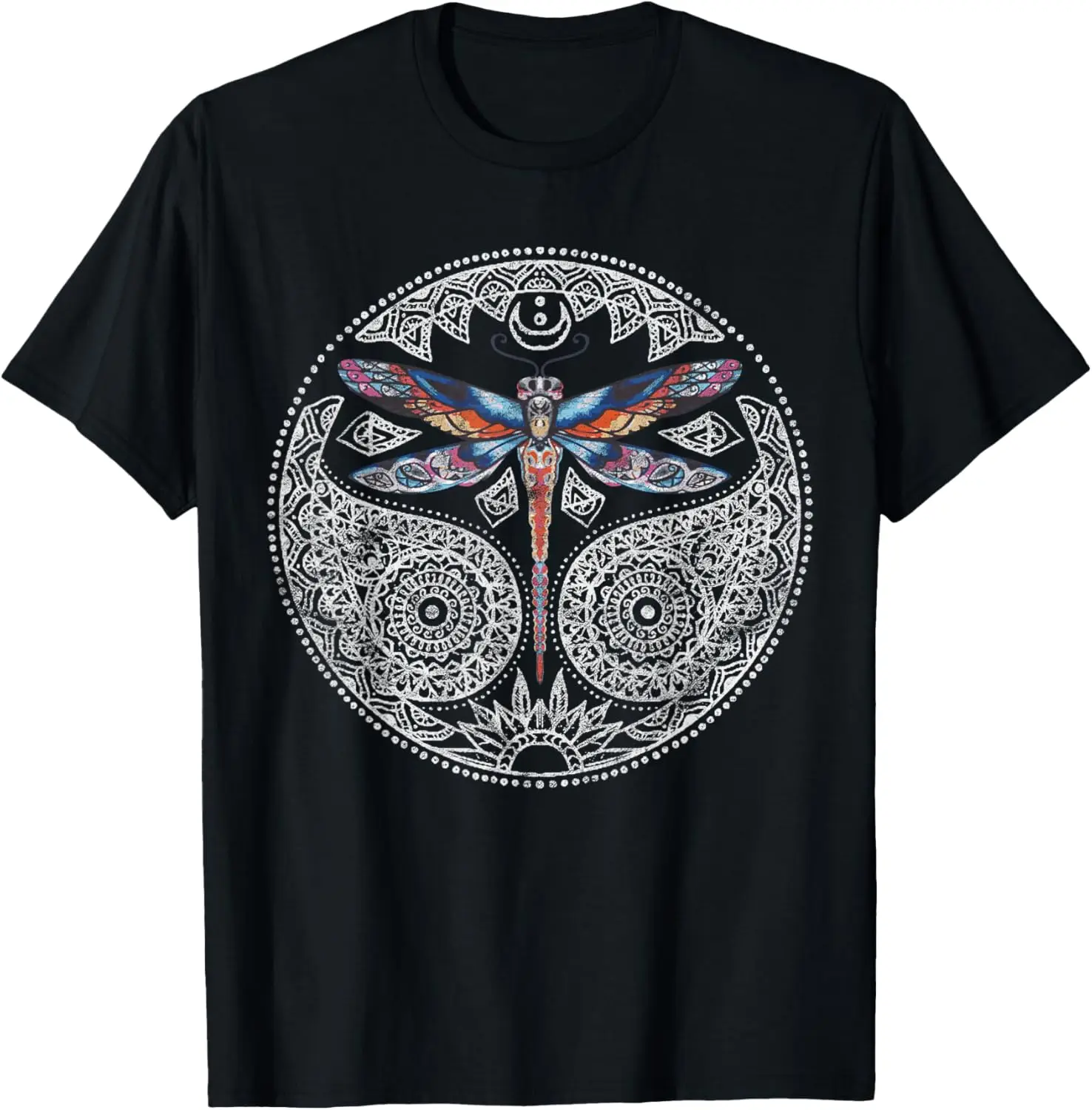 Magical Colorful Dragonfly Tribal Mandala T-Shirt