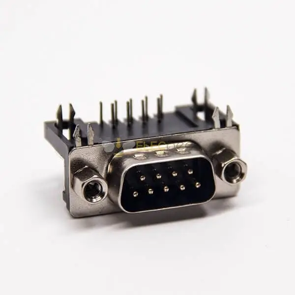 20Pcs D-SUB 9 Pin Connector Male Right Angled Staking Type Through Hole with Harpoon