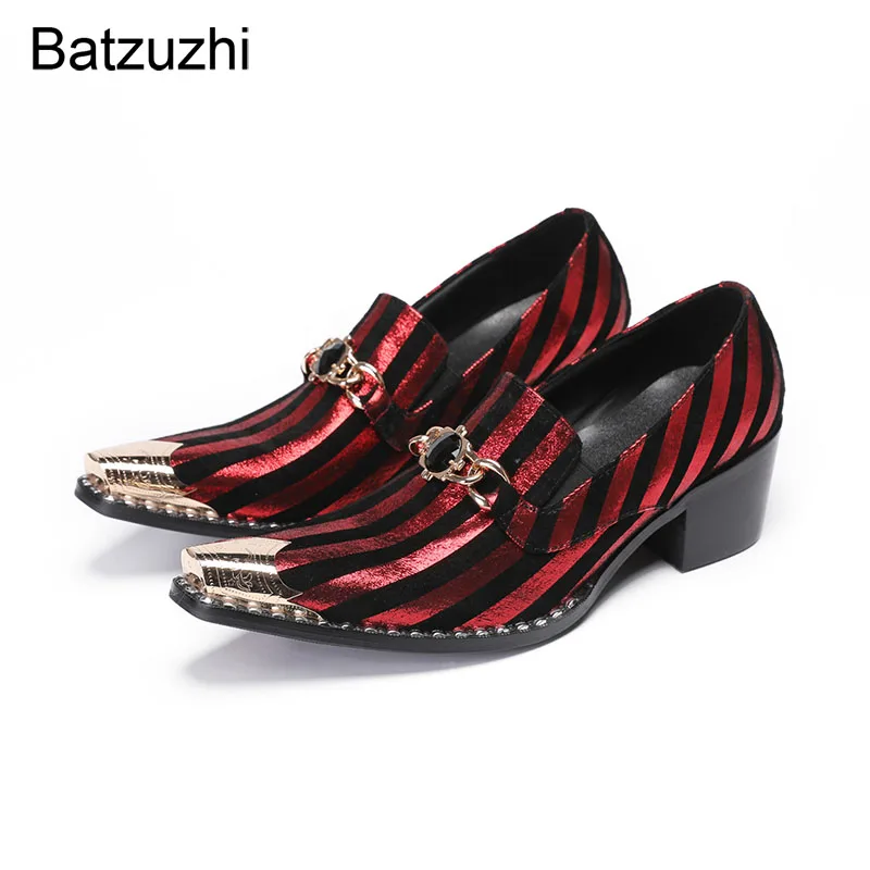 

Batzuzhi 6.5cm Heels High Men's Leather Dress Shoes Man Pointed Iron Toe RED Party and Wedding Shoes Male, Big Sizes!