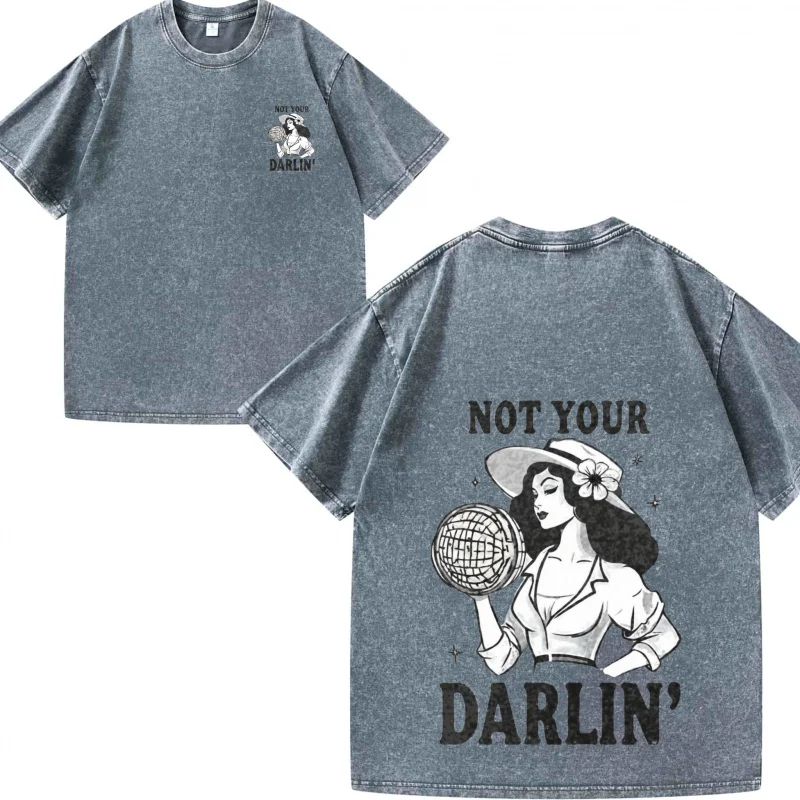 تي شيرت رجالي رمادي Not Your Darlin' مطبوع عليه رسومات تي شيرت كاجوال للارتداء اليومي على طراز الشارع