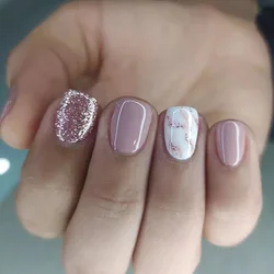 24 PCs Short French Glossy Glitter Nails with 1 Jelly Gel and 1 Nail File