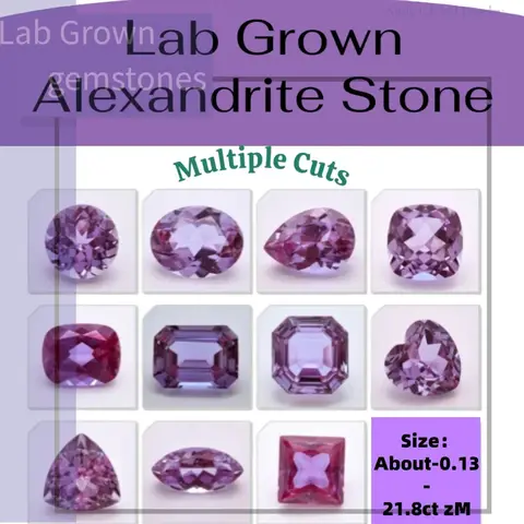Lab Grown Alexandrite Stone Multiple Cuts Available High Quality Eco-Friendly Color Changing Gem Selectable  Certificate.