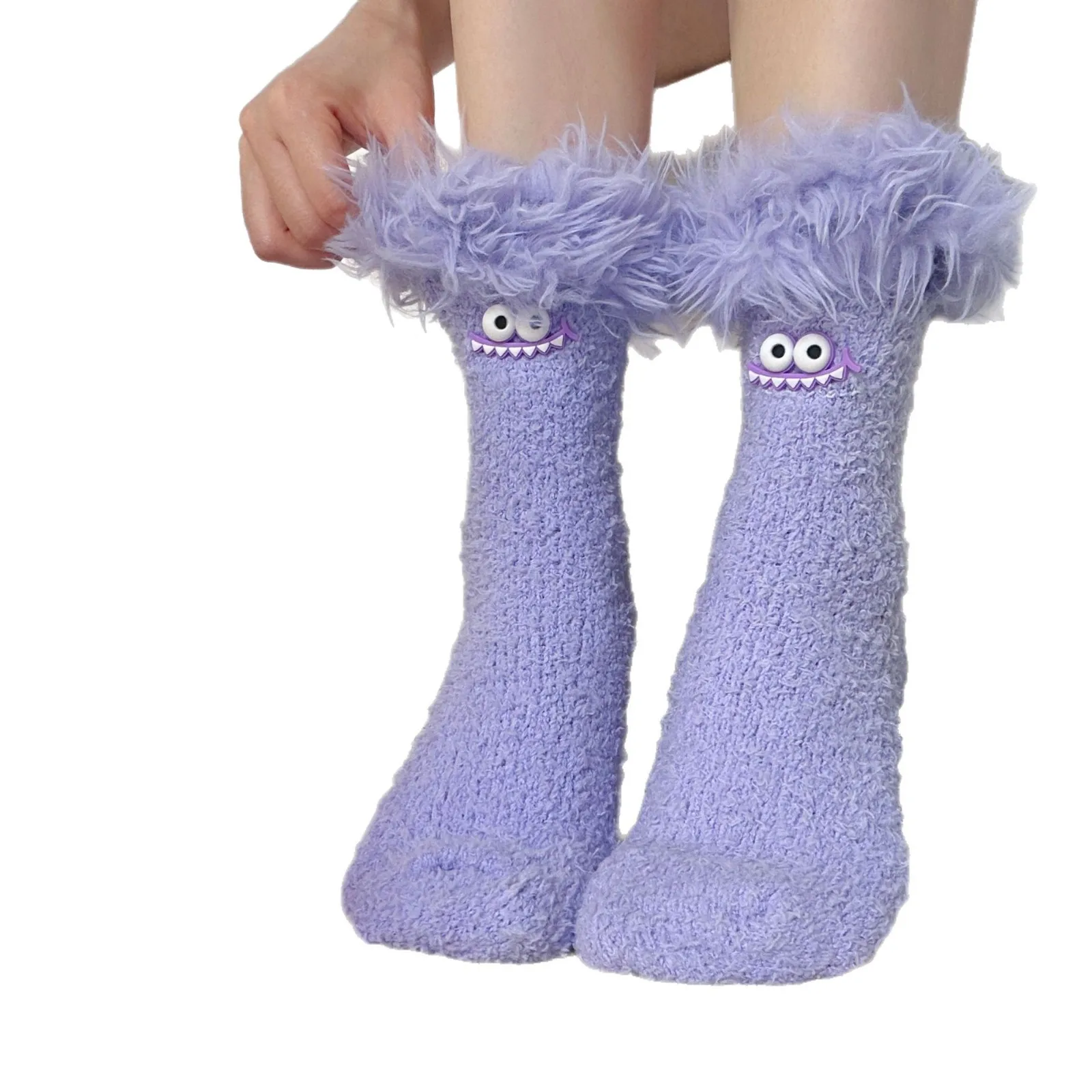 المرأة الجوارب الكرتون الدوبامين لفتاة اليابانية Kawaii سميكة الدافئة سميكة المرجان الصوف جوارب يمكن السير بها على الأرض لطيف مضحك منتصف جوارب أنبوبية