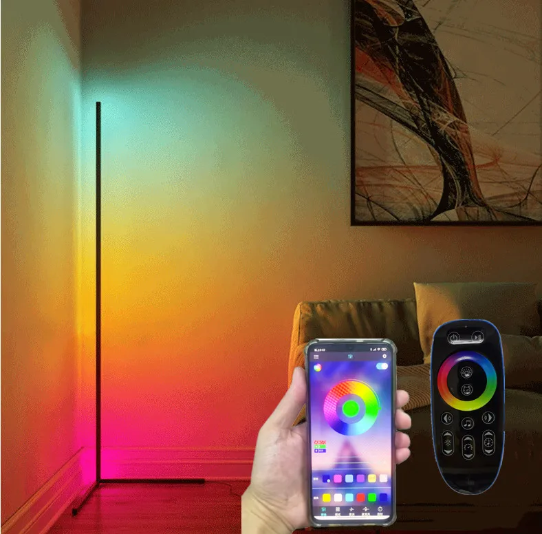 

Corner Floor Lamp RGB Dimmable APP Control Standing Lamps Remote LED RGB Light for Bedroom Decor Living Room Indoor Lighting