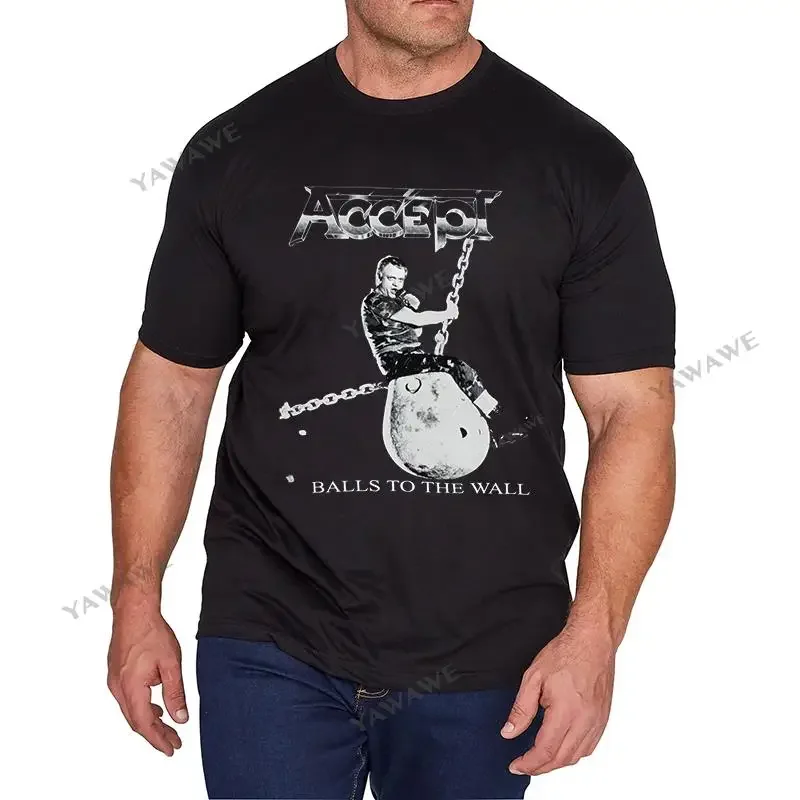 Male o-neck tshirt fashion brand t-shirt black ACCEPT BALLS TO THE WALL BLACK T SHIRT UDO HEAVY METAL BAND RUNNING WILD RAGE