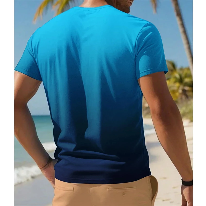 

Trendy Gradient Pattern T Shirts For Men Summer Fashion Streetwear 3D Printed Crew Neck T-shirts Loose Breathable Sports Tees