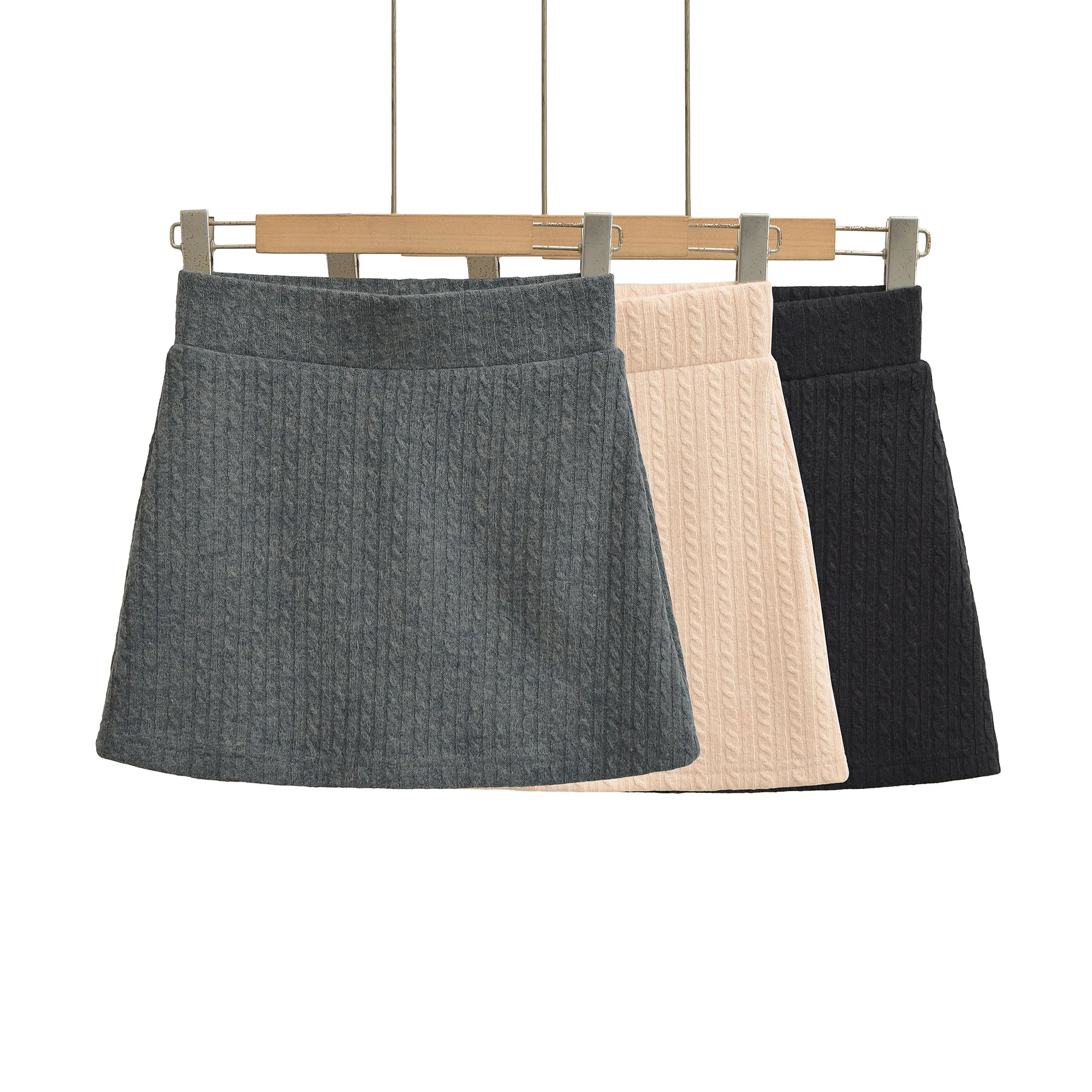 Knit Solid Color Mini Skirt For Women High Waist With Ribbed Textured Fabric Smooth Soft Perfect Casual Stylish Daily Wear QVF3