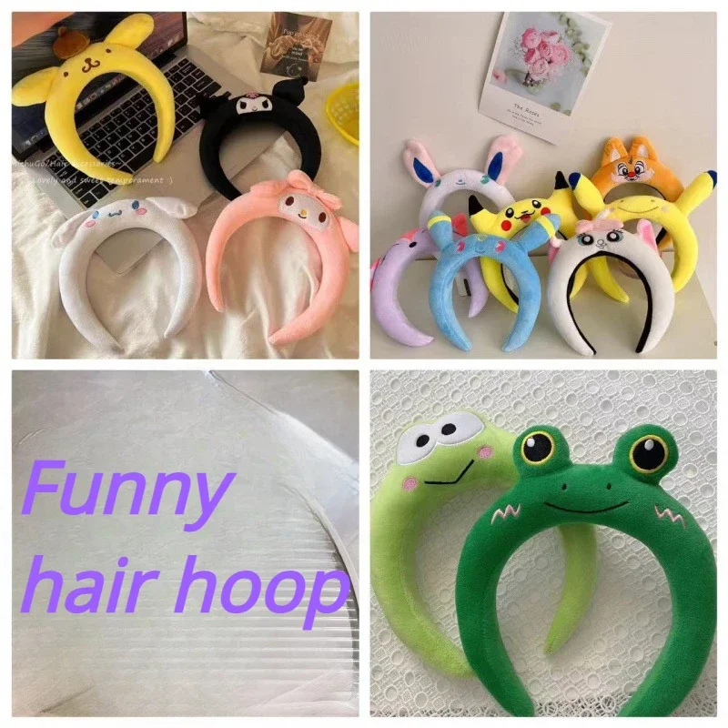 

Sanrio Hair Hoop Kawaii Anime My melody Cinnamoroll Kuromi Pompompurin Hello Kitty Sponge Headband Face Makeup Hairpin Girl Gift