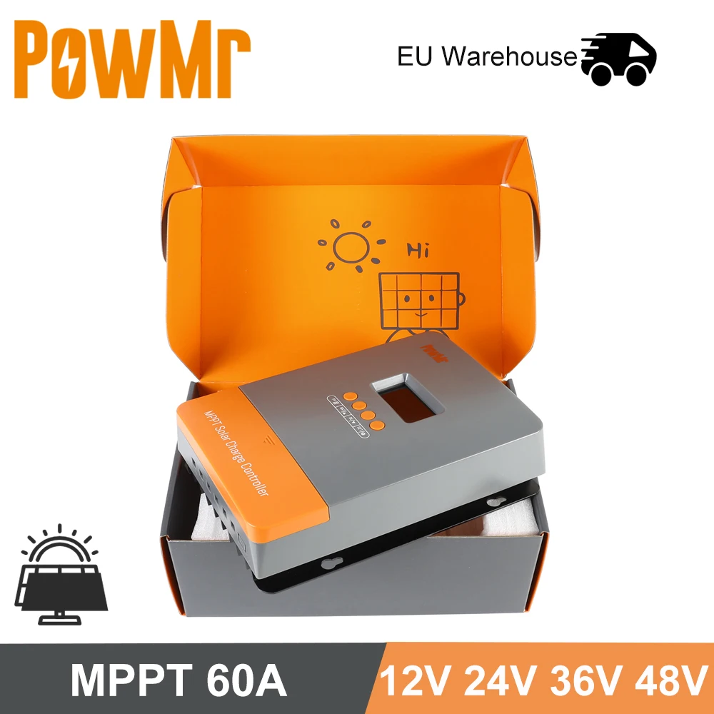 

MPPT 60A PRO 12V 24V 36V 48V Solar Charger Controller Blacklight Regulator Max PV Input 150VDC 0 Layer Operate for Solar System