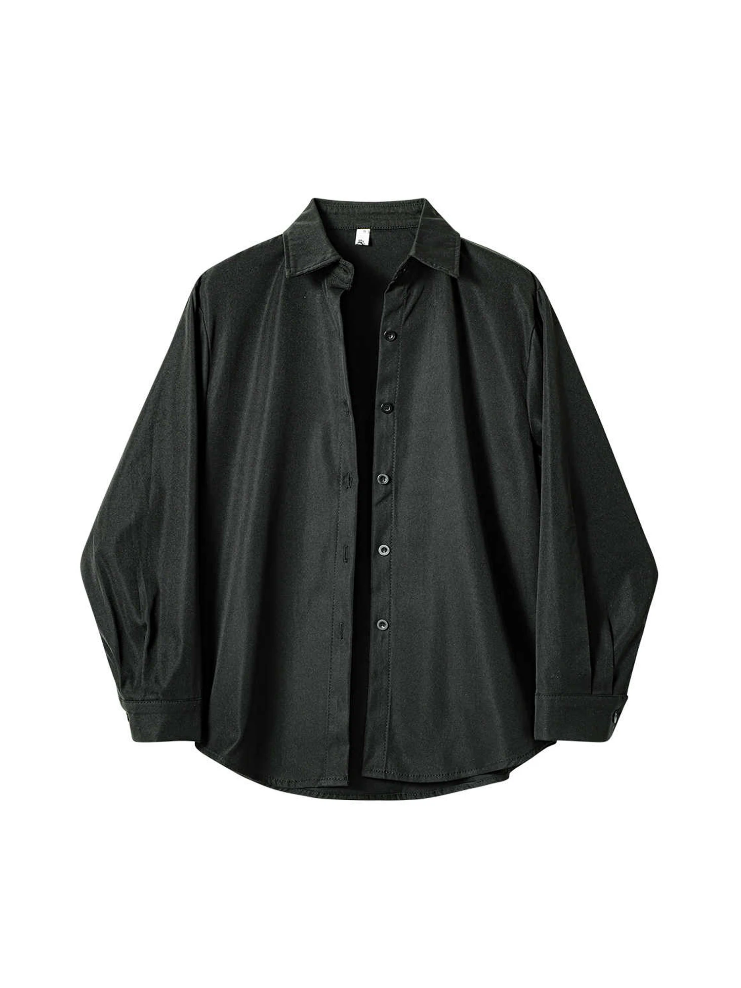 

Women's Black Goth Long Sleeve Shirts and Blouses Vintage Aesthetic Y2k 2000s Emo Boyfriend style Polo-Neck Shirt Clothes Autumn