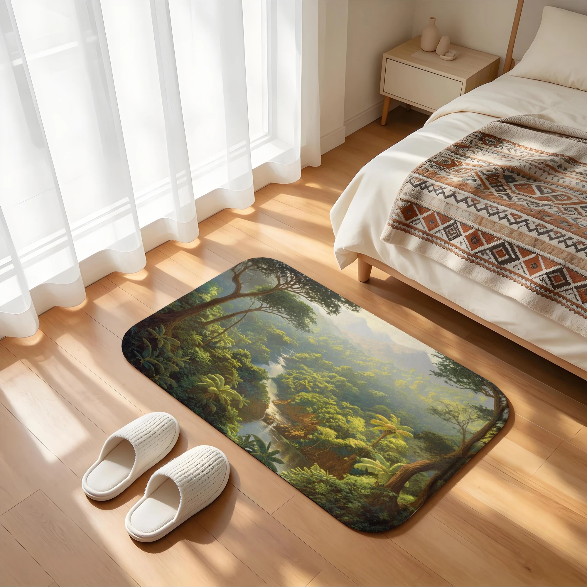 Tropical Rainforest Bath Mat Jungle Landscape Water Absorbent Quick Dry Anti-Slip Shower Rug Floor Carpet for Bathroom Home Deco
