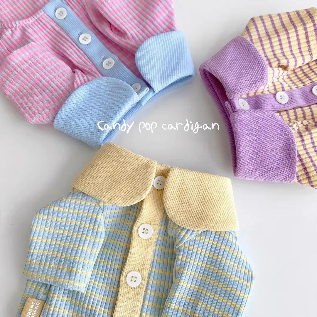 Ins Dog Clothes Striped Lapel Shirt Pet Teddy Koki Bear Small And Medium-sized Dog Spring And Summer Clothes Dog Shirt