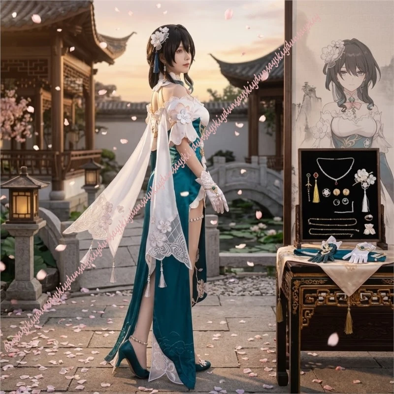 Honkai Star Rail: Conjunto de disfraces de cosplay de Ruan Mei, uniforme elegante de Snow Bloom Plum Letter Game, vestido para fiesta de Halloween, juego de rol