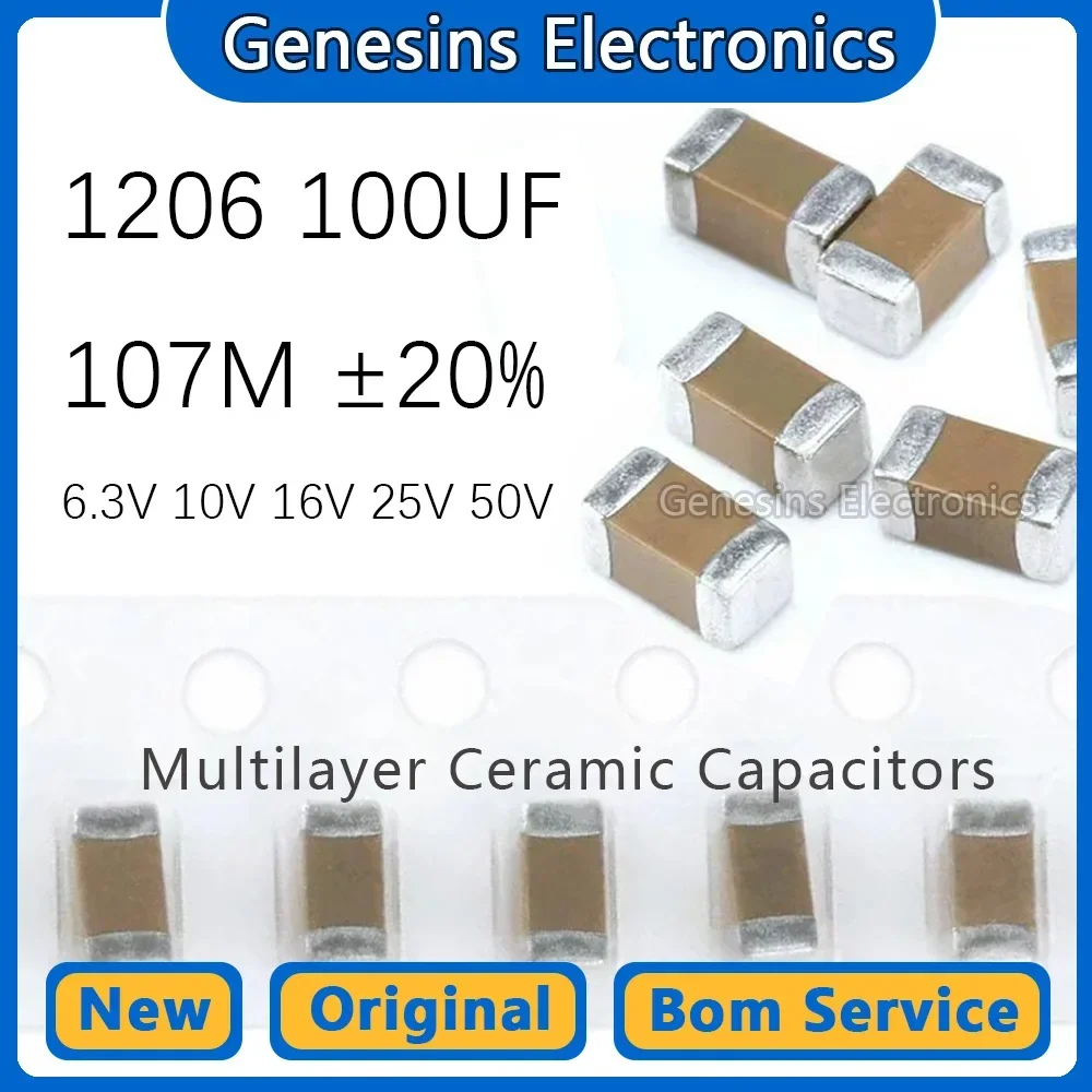 1206 100UF 107M 107K 6.3V 10V 16V 25V 20%(M) 10%(K) X5R SMD ceramic capacitors Component SC7