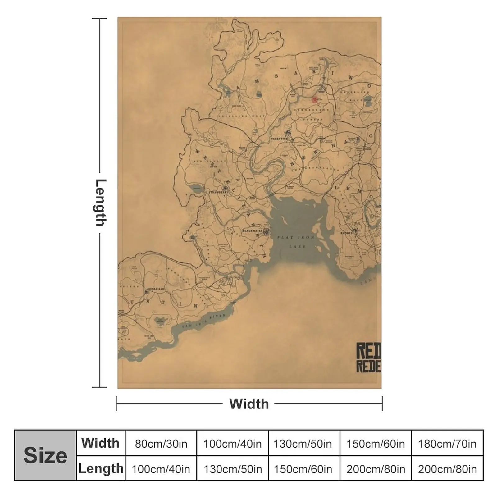 Czerwony martwy odkupienie 2 mapa plakat-mapa RDR2 rzucać koc projektantów halloween drzemka koce turystyczne