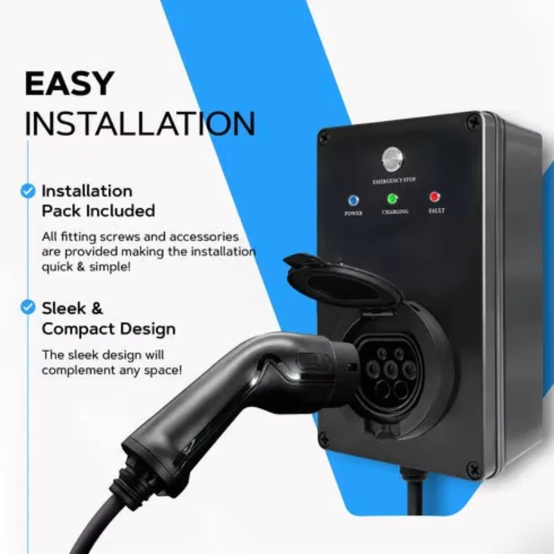 Ev Charger Station 7kw 32 Amp With Type 2 Socket Ev Charging Pile Choose Screen APP For Double Plug Cable Use