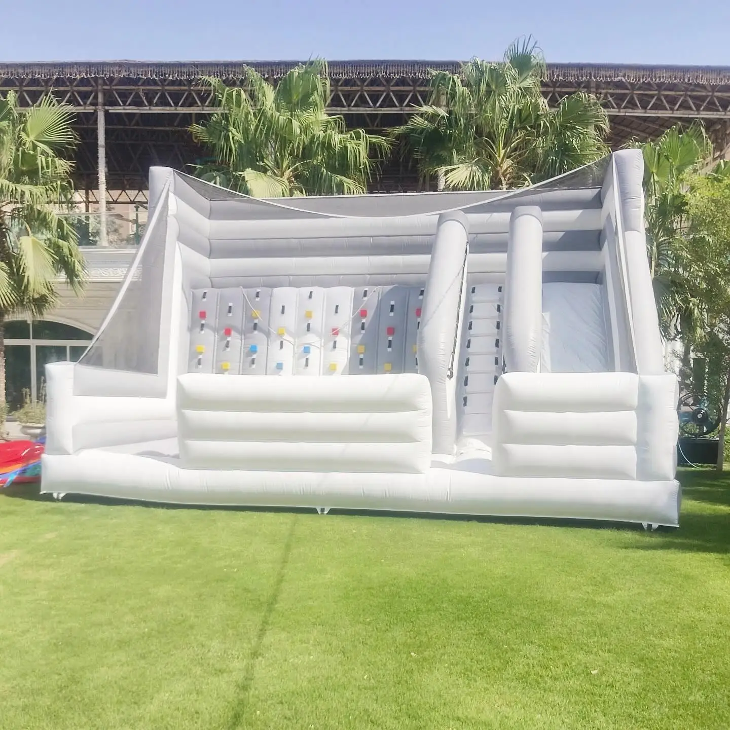 6x5x6m(20x16.5x20ft) PVC Inflatable Rock Climbing Wall and Jumping Bouncer Slide Outdoor Carnival Games Sport Game for Children