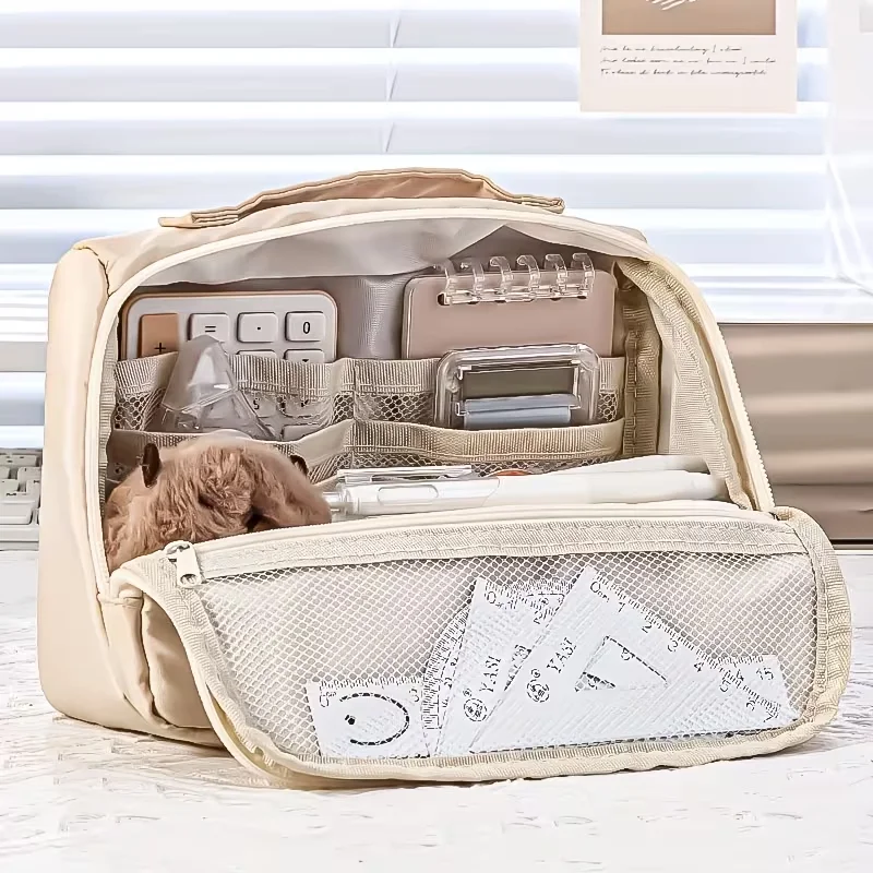 1 Piece Customizable Personalized Heat Transfer Name Logo Portable Stationery/Cosmetic Bag, Suitable for Storing Stationery, Daily Essentials, Travel Essentials, Large Capacity Document Storage, Student Stationery Storage Bag