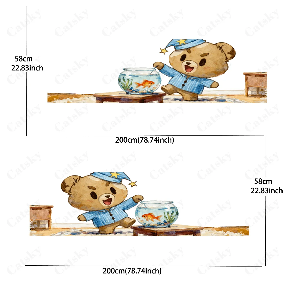 Cute pajama teddy bear creative pattern stickers for car body and door side, fashionable stickers, two pieces of decoration suit
