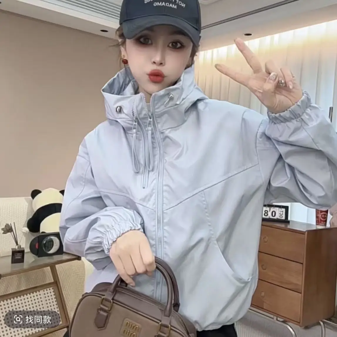 

American Retro Windproof Jacket Women Casual Loose Zipper Short Jackets Female Spring Autumn Hooded Short Jacket Outwear