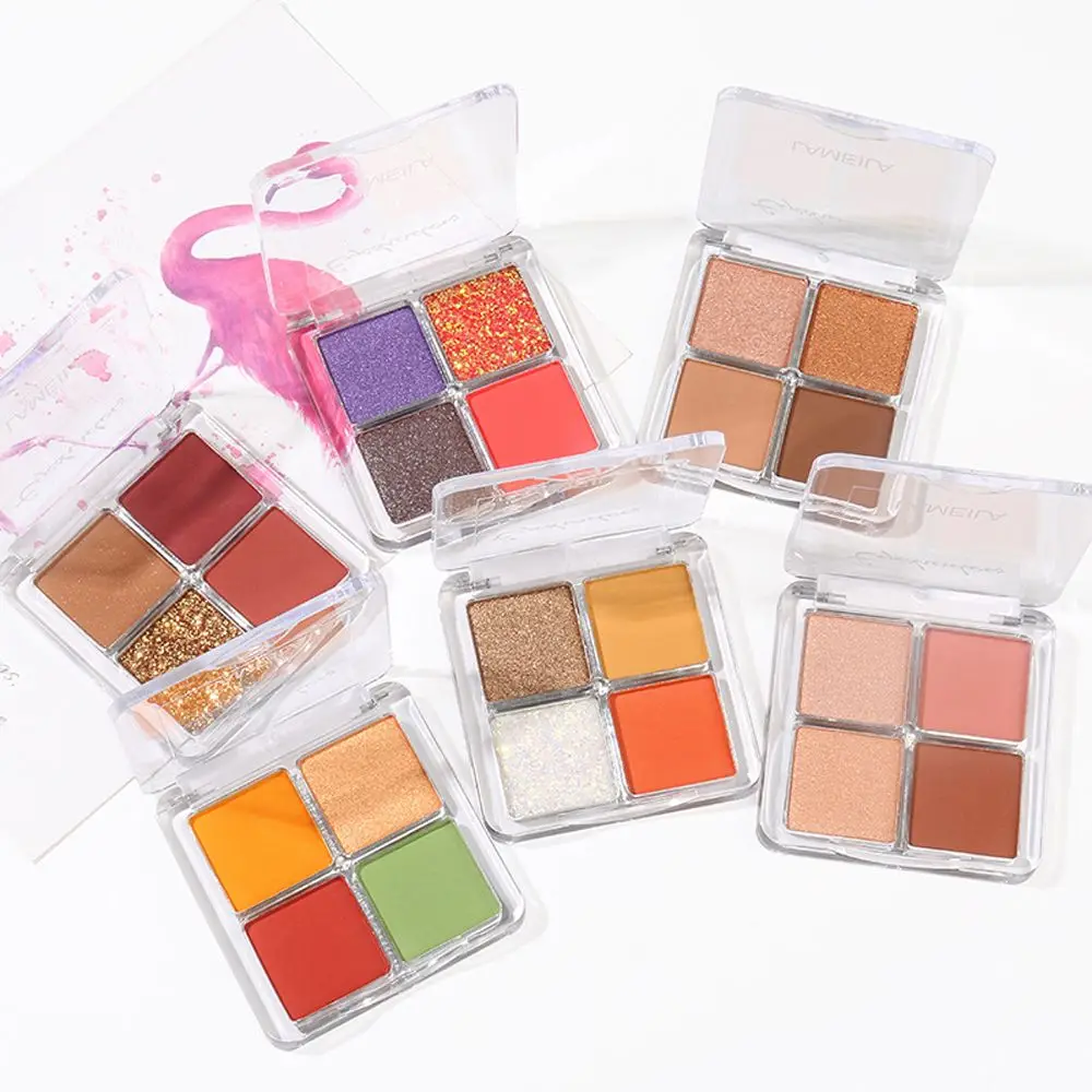 Paleta de Sombra Perolado para Mulheres, Sombra Matte, 4 Cores, Ferramenta de Maquiagem, Cosméticos Destaque, Shimmer Eye Pigments, Meninas