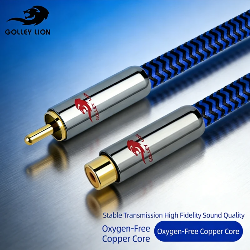 

Флагманский кабель GOLLEY LION RCA «папа-мама» — передает аудиосигнал без потерь, позолоченный штекер для стабильного подключения, для телевизора/