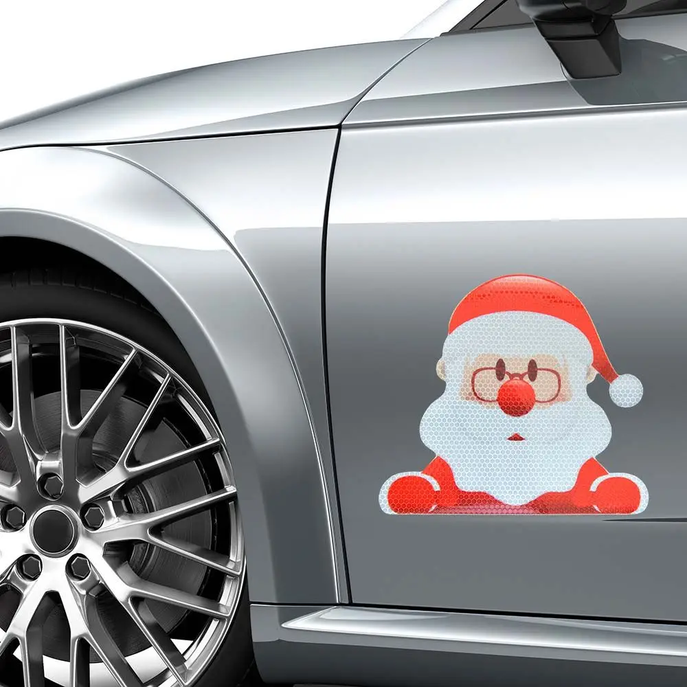 يوم الكرتون سانتا كلوز سيارة التصميم الديكور الملحقات الخارجية عيد الميلاد ملصقات PVC سيارة المغناطيسي عاكس مائي