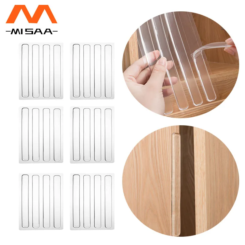 Silicone Anti-collision Door Sticker Door Stopper Furniture Non-Marking Handle Strips Refrigerator Buffer Strip Wall Protection