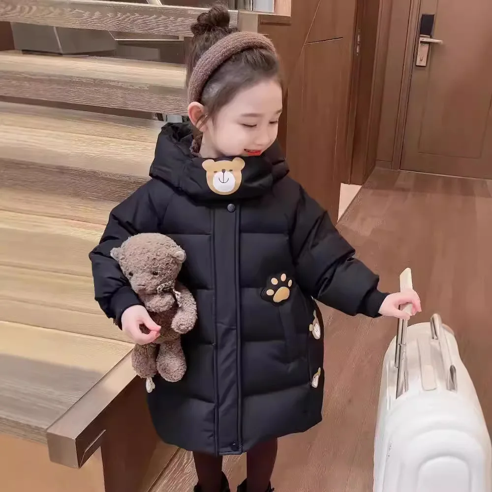 ZOETOPKID Winter Girls' Cotton-Padded Coat with Faux Fur Lining Extra Thick Insulation Mid-Length for Kids Warm Outdoor Jacket