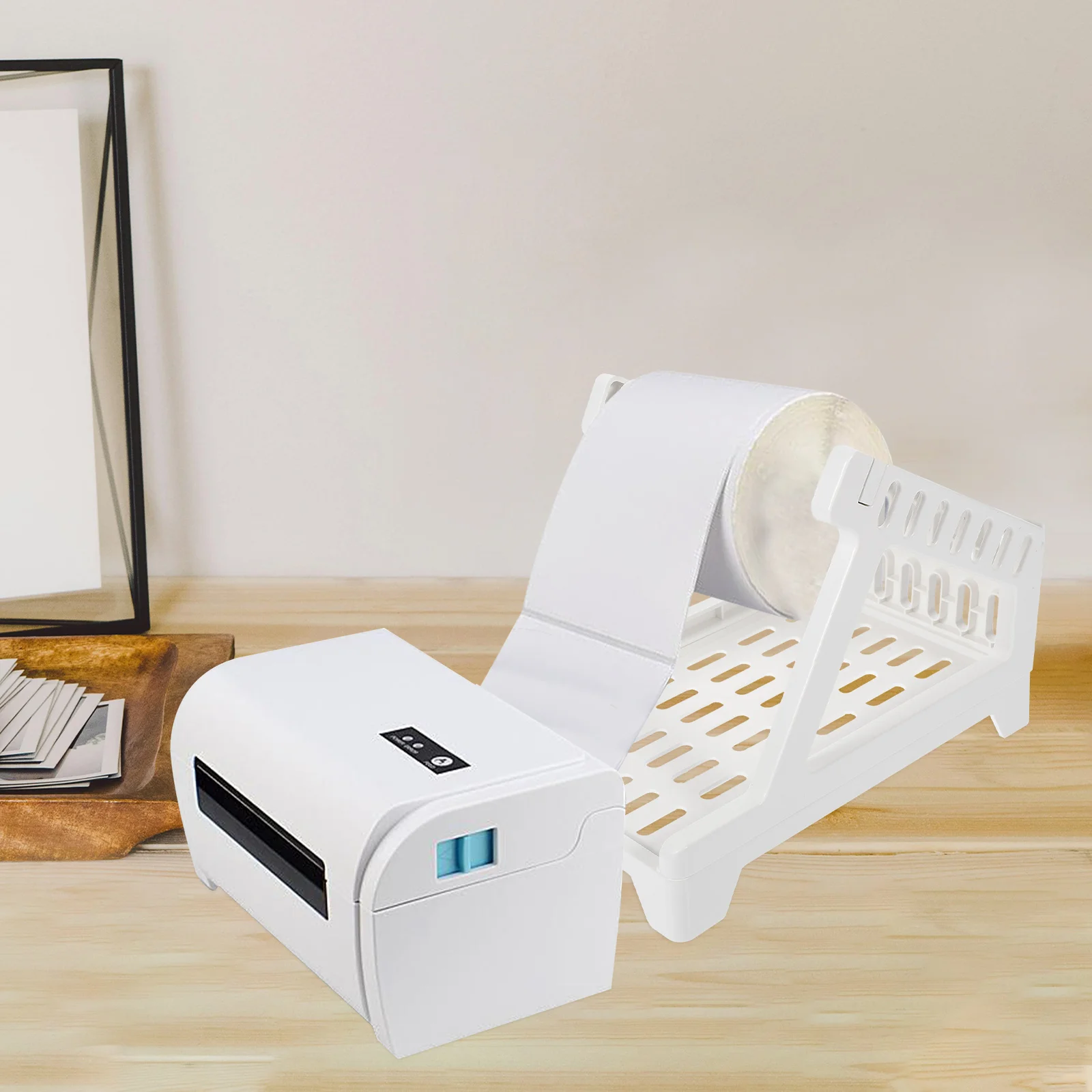 Wit 1PC Machine Papierhouder ABS Verdikte Label Printer Stand Ruimtebesparende Kabel Verborgen Verzending Label Rack Rollen