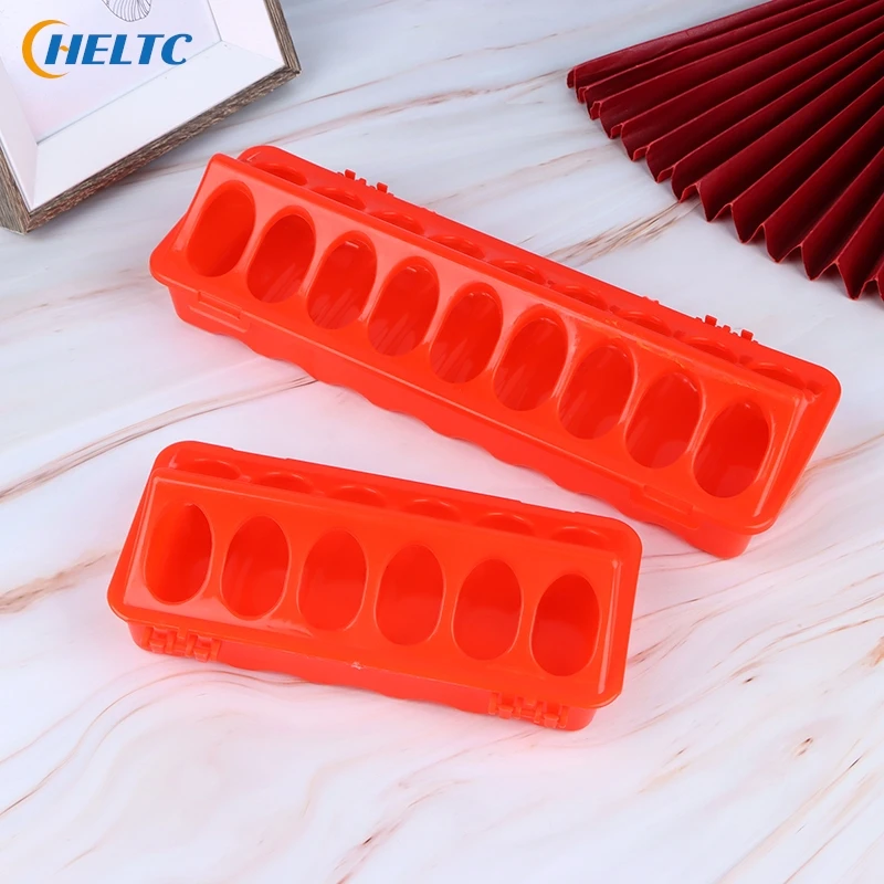 1PCS Plastic Double Row 12/18 Holes Poultry Ground Feeder Plastic Clamshell Feeding Chicken Groove Farm Breeding Supplies