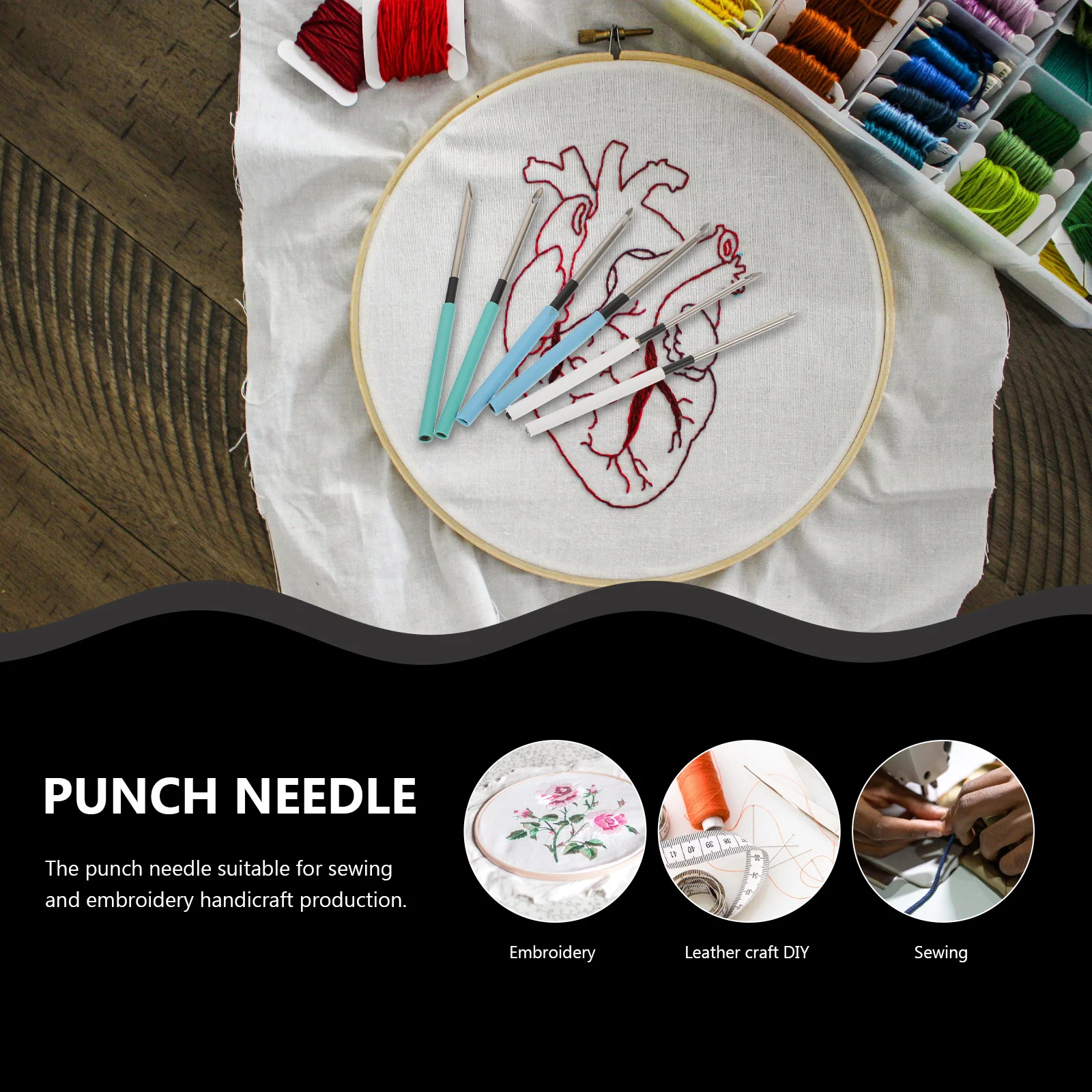 

6Pcs Embroidery Needle Set Comfortable DIY Craft Tools for Cross Stitch Sewing Punch Needle Accessories Embroidery Needles