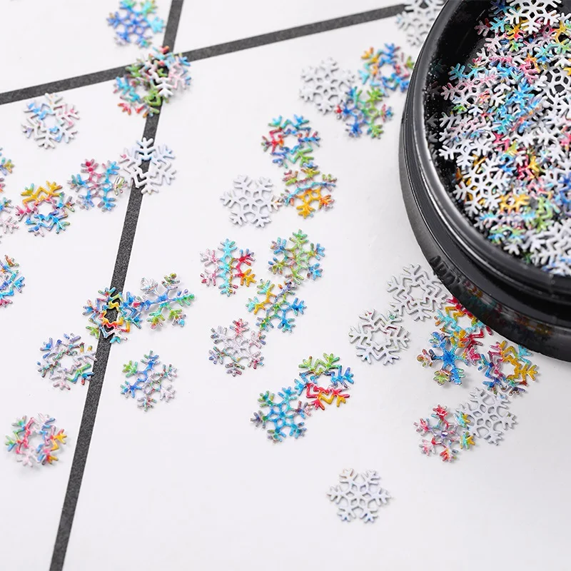 PinPai – vernis à ongles flocons de neige, accessoires de décoration, manucure, hiver, métal doré, acrylique