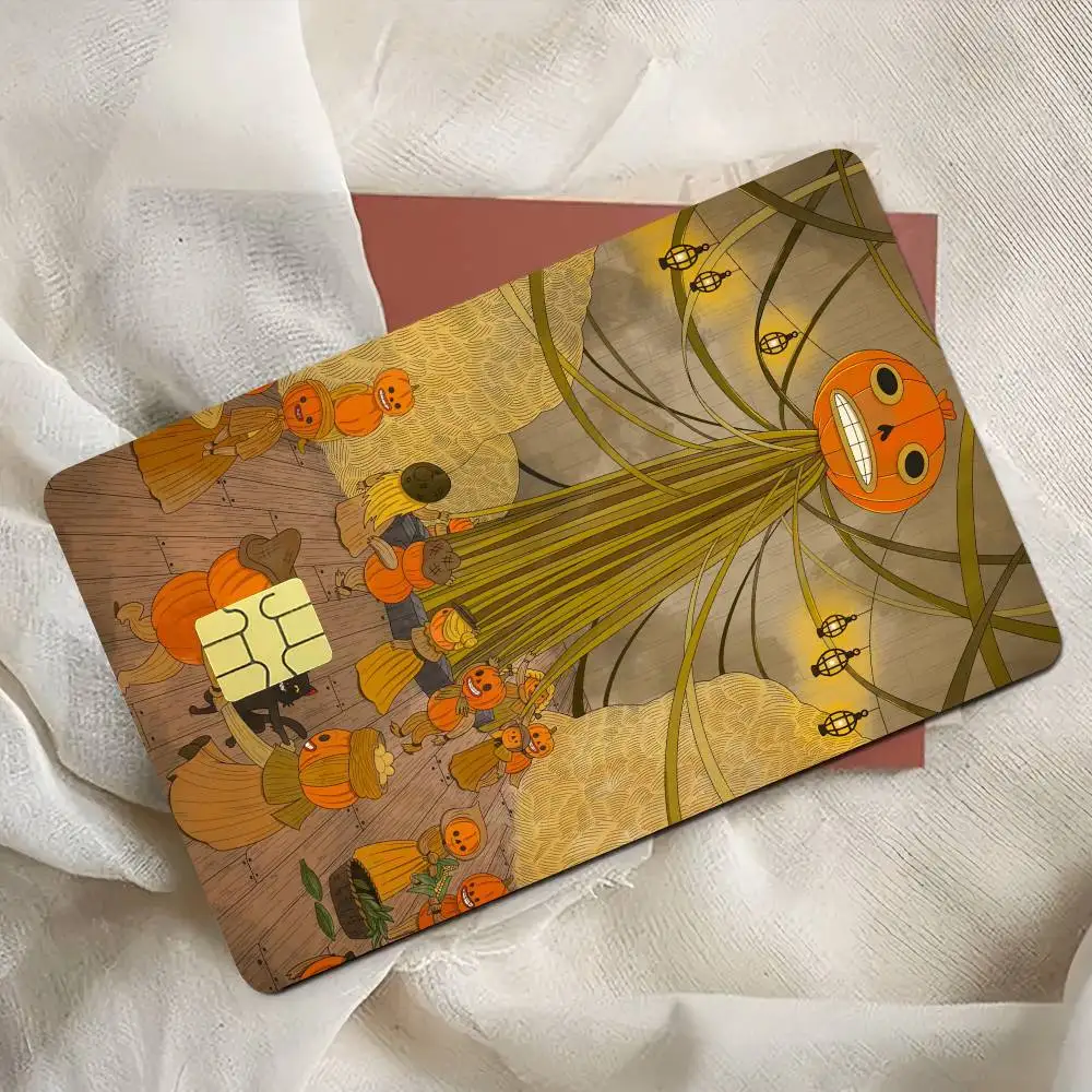 Cartoon O-Over The Garden Wall Pumpkin Credit Card Skin Stickers For Bank Card Bus Metro Card Sticker Waterproof Gift