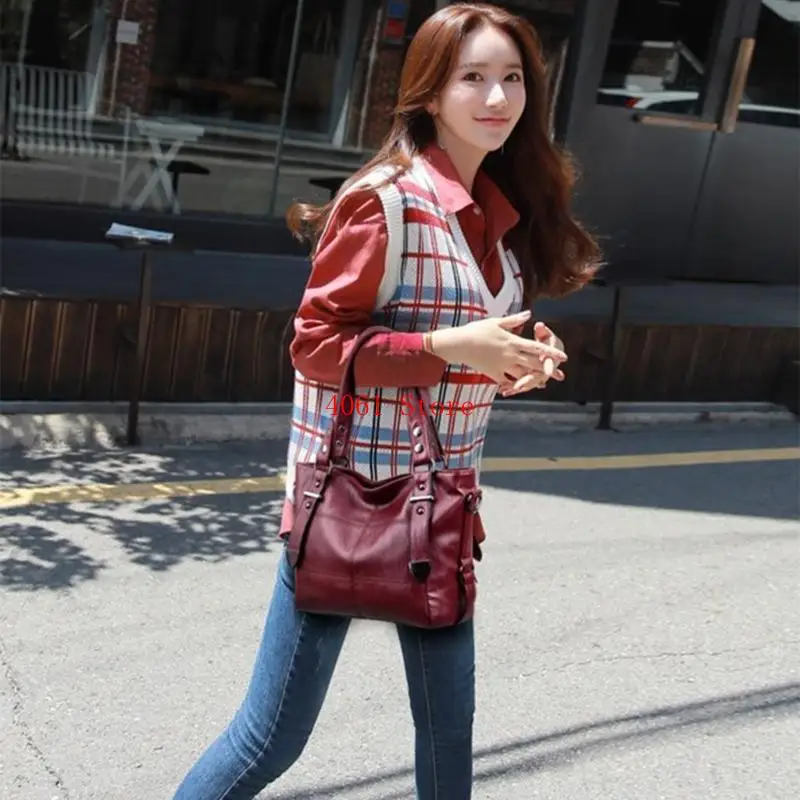 حقيبة كروس للنساء بمقبض علوي وحقائب يد من جلد البولي يوريثان مع حقائب كتف بحزام قابل للتعديل