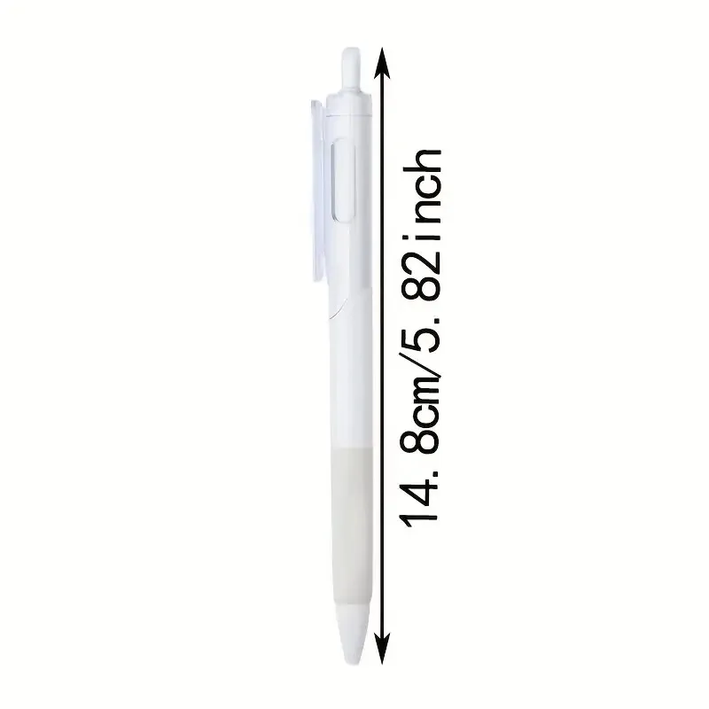 10-Pack White Click Push Ballpoint Pen, Black ST Tip Brush Writing Gel Ink High-Quality Press Nib for Daily Office & School Use