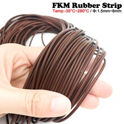 2/3/5M Round FKM Fluorine Rubber Strip Brown Chemical Resist High Temp Oil Fluororubber Cord Seal Gasket Solid Not Foaming
