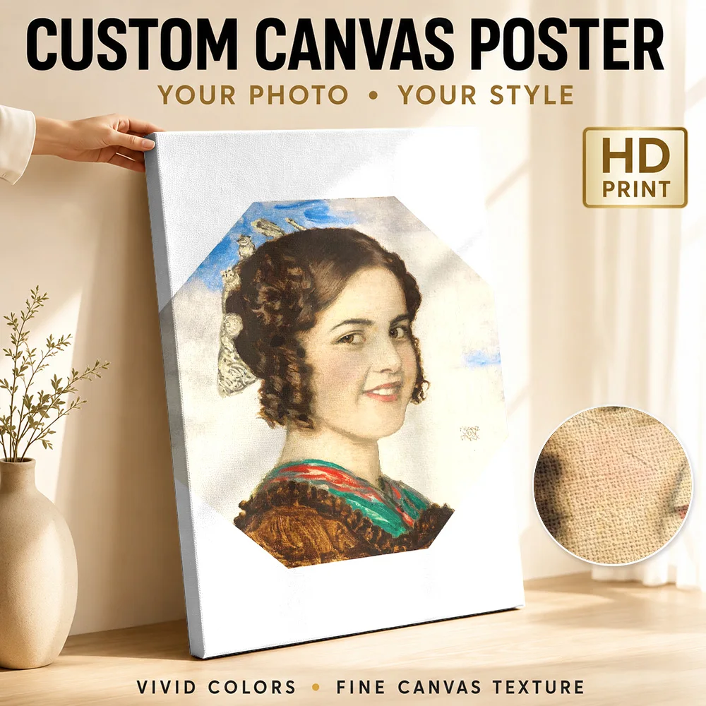 Portrait of a Woman Franz von Stuck Framed Canvas Poster Customized Photo Modern Aesthetic Wall Paintings Decoration for Office