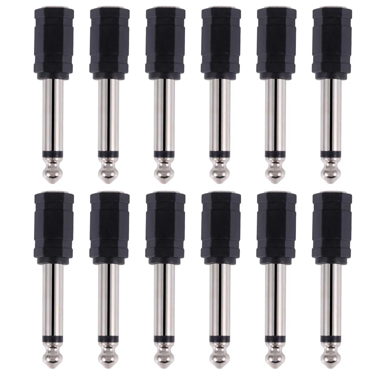 

12 Pcs Converter 6.35mm Male to 6.35Mm To 3.5Mm Jack Adapter 3.5mm Female Jack Adapter Plug Connector Earphone Anti Interference