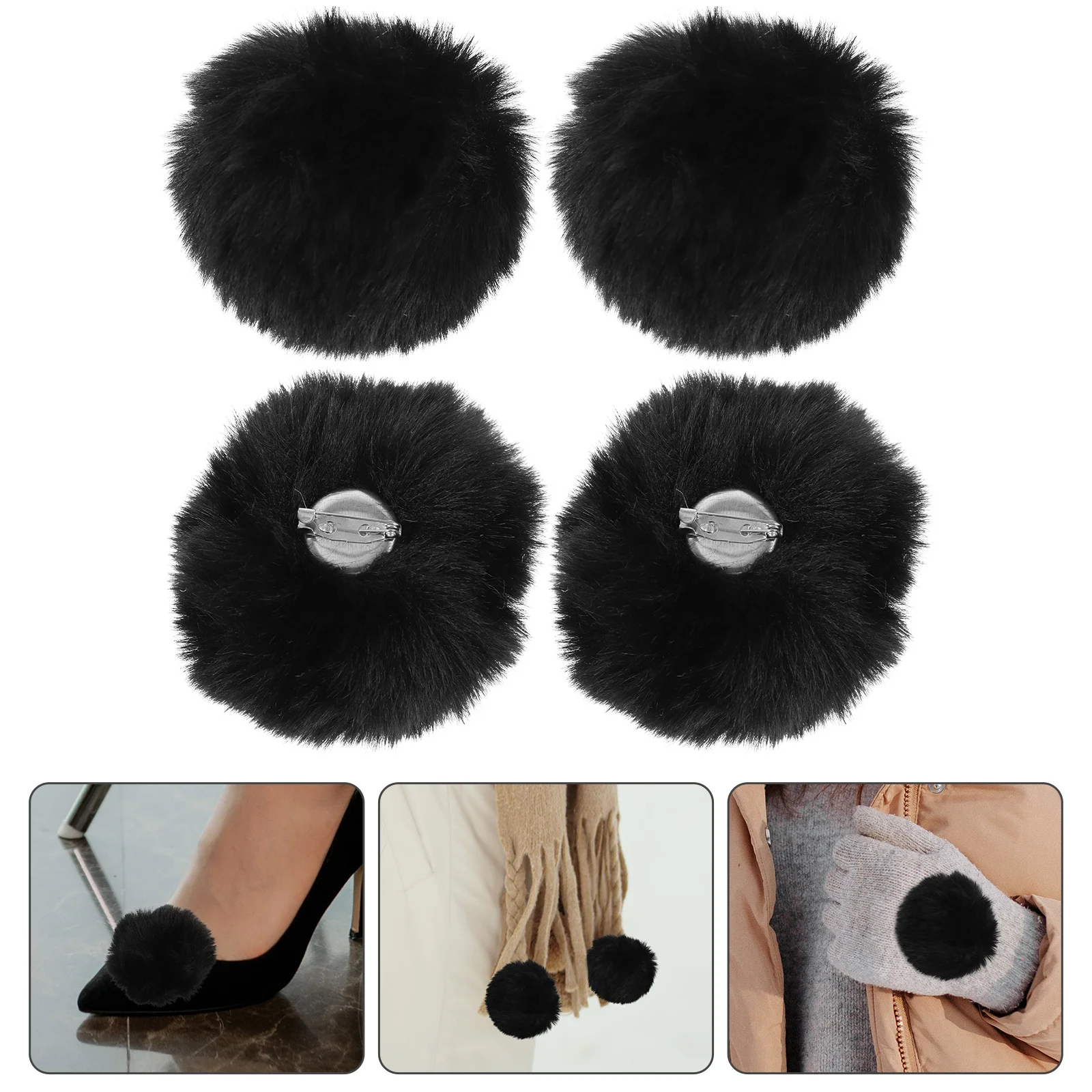 4pcs Poms Decor Rabbit Ball For Hat Jewelry Clothing Diy Craft Soft Crafting Pompoms Lightweight Pompom Brooch Accessory
