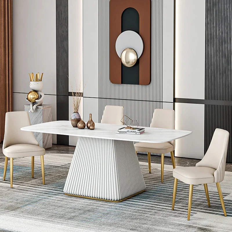 Console Dining Table Restaurant Luxury Deco Center Stone Dining Table Set 4 Chairs Floor Muebles De Cocina Home Furniture image 4
