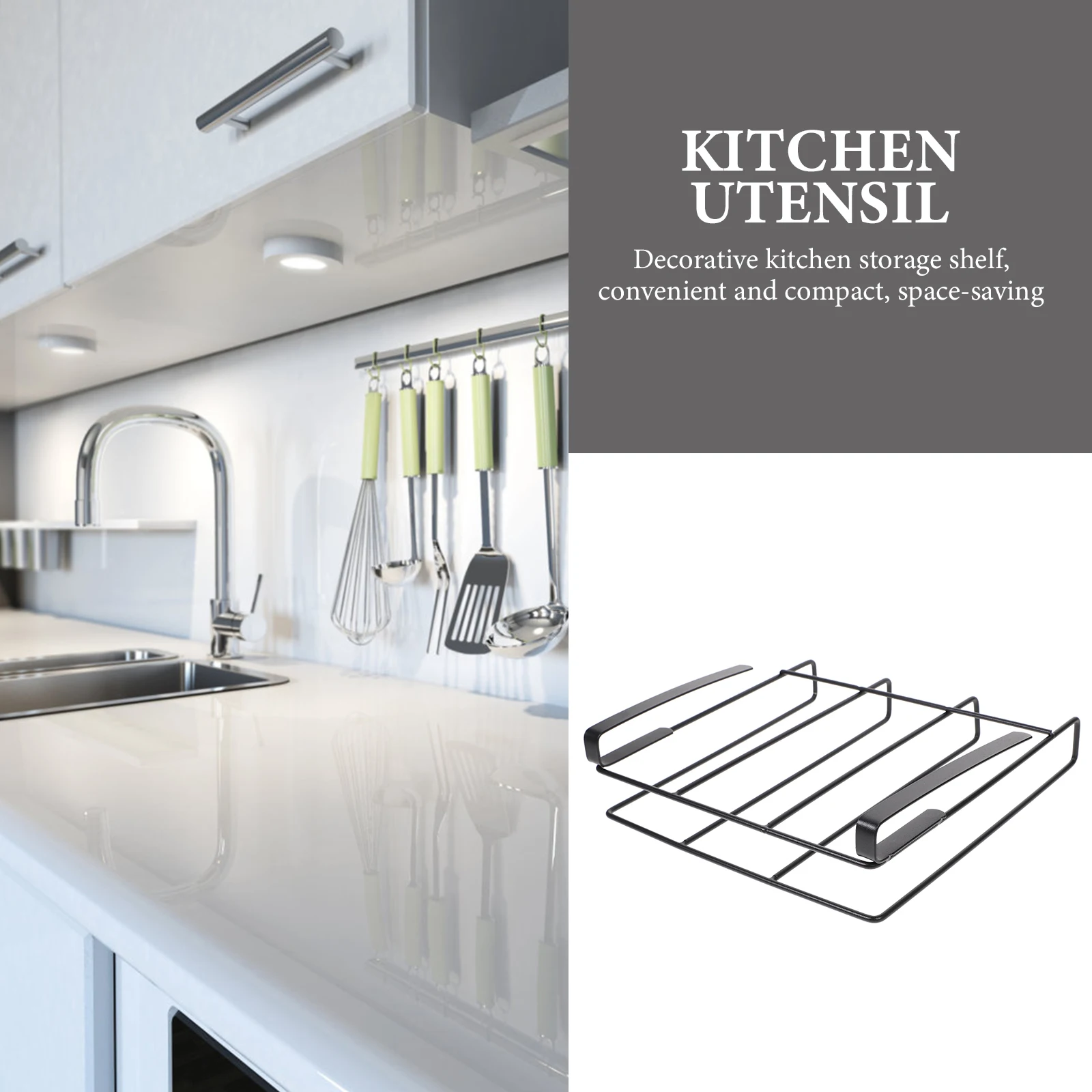 

Hanging Cutting Board Rack Black Stainless Steel Under Cabinet Shelf Pot Lid Holder Kitchen Organizer Storage Solution